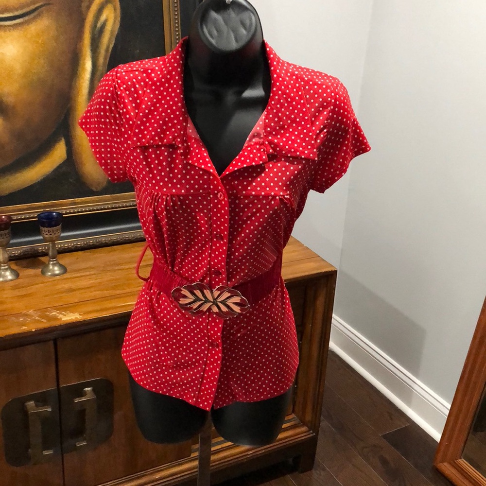 SASHA COLLECTION RED & WHITE POLKA SHIRT 👚